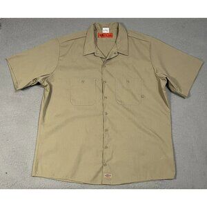 Vintage Dickies Shirt Y2K Industrial Wear Orange Tag Work Short Sleeve Men Sz 2X